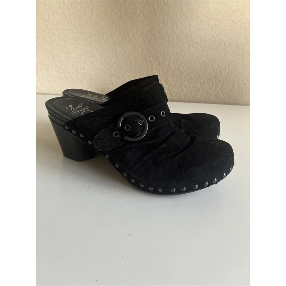 Dansko Shoes Womens 8.5 EU 39 Nadine Clogs Heel Black Suede Studded Mule